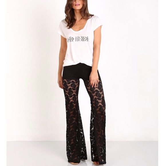 NIGHTCAP Stretchy Lace Pants Floral Flares Bells    poshmark.com/closet/kreed324 - Picture 3 of 9